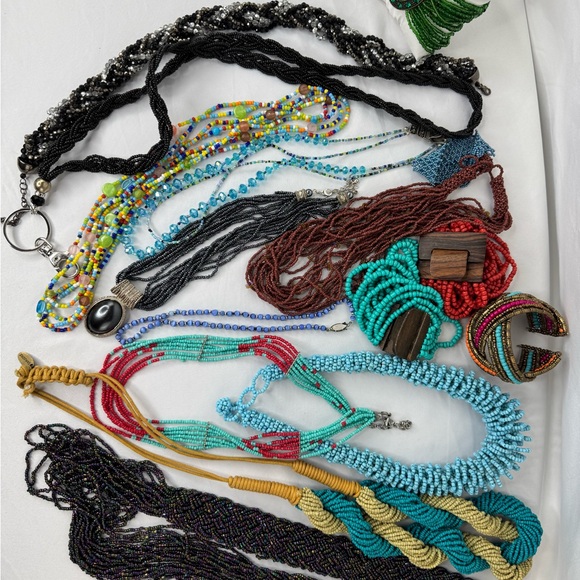 Massive Lot Bundle Multicolor Seedbead Beaded Necklace and Bracelet Collection - Picture 2 of 15